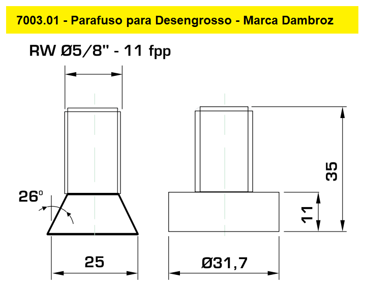 Parafuso para Desengrosso - Dambroz - Cód. 7003.01
